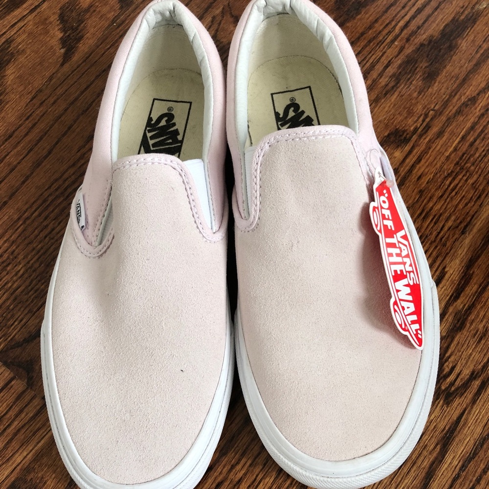 Baby pink leather slip-on Vans sneakers NWT
